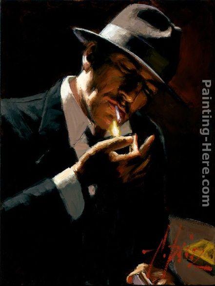 Fabian Perez Man Lighting A Cigarette